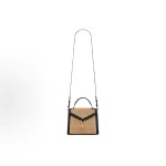 SAINT LAURENT YSL Cassandra gold Logo bag lid opening and closing unique, non-identical single-shoulder crossbody handbag mini women\'s style, beige and black